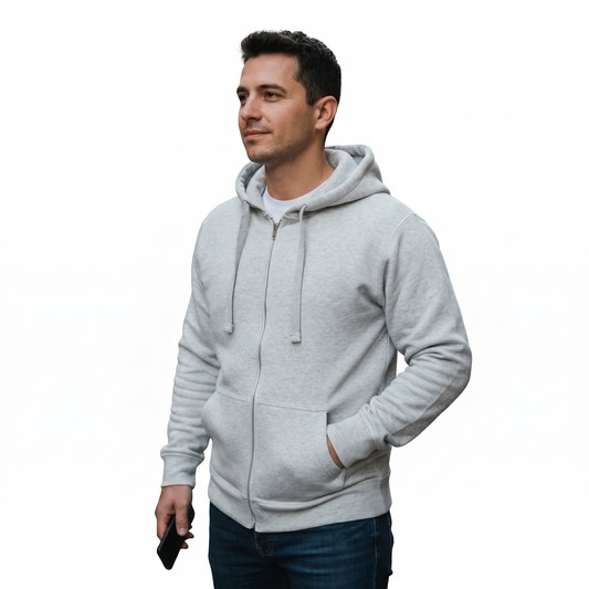 Sudadera Hombre Hoodie Con Cierre Capucha Gorra Avena #A311