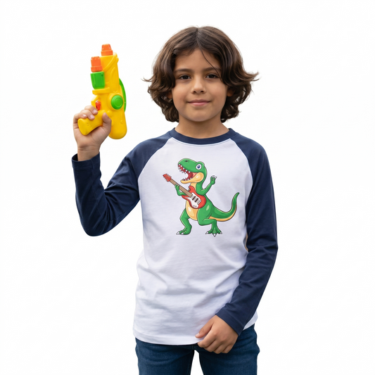 Playera Dinosaurios Para Niño Manga Ranglan Manga Larga #K023-D005