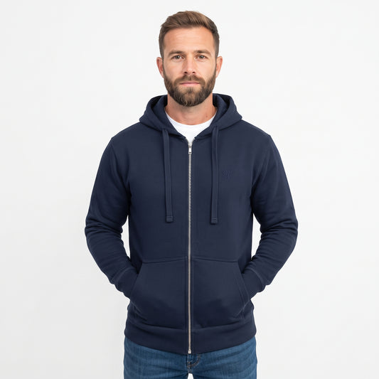 Sudadera Hombre Hoodie Con Cierre Capucha Gorra Marino #A311