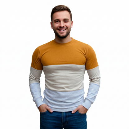 Playera Manga Larga Combinada Con Puño #A071