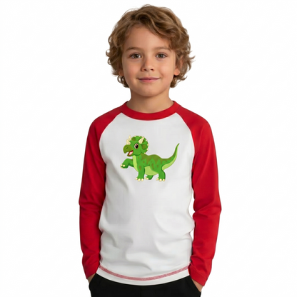 Playera Dinosaurios Para Niño Manga Ranglan Manga Larga #K023-D002