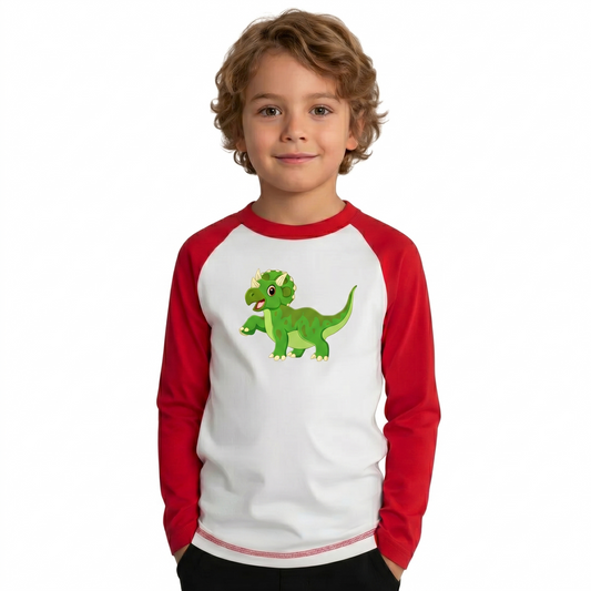 Playera Dinosaurios Para Niño Manga Ranglan Manga Larga #K023-D002