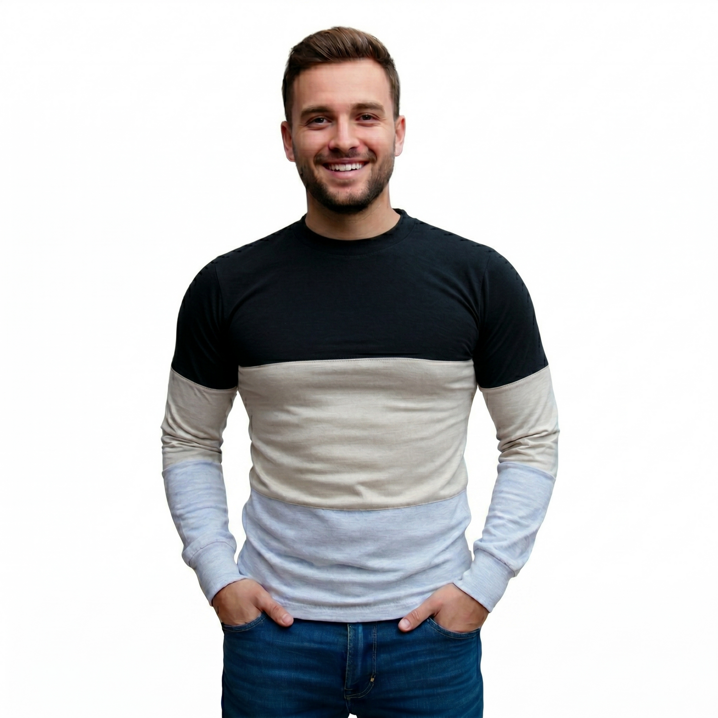 Playera Manga Larga Combinada Con Puño #A071
