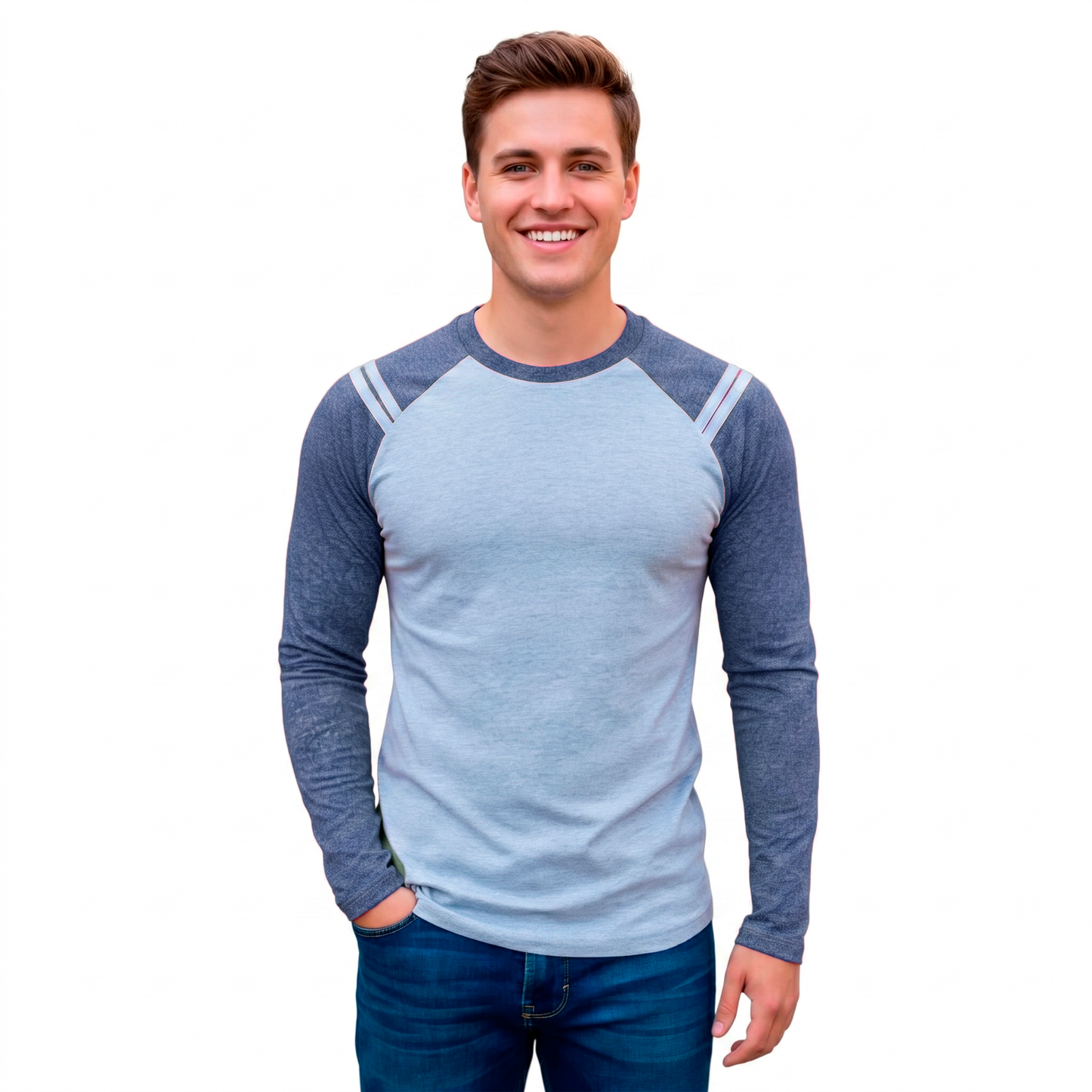 Playera Manga Ranglan Larga Con Diseño En Hombros #A019