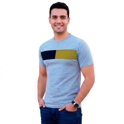Playera Manga Corta Franja Bicolor Para Caballero #A061