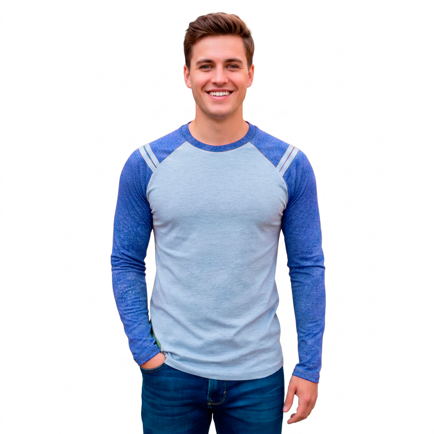 Playera Manga Ranglan Larga Con Diseño En Hombros #A019