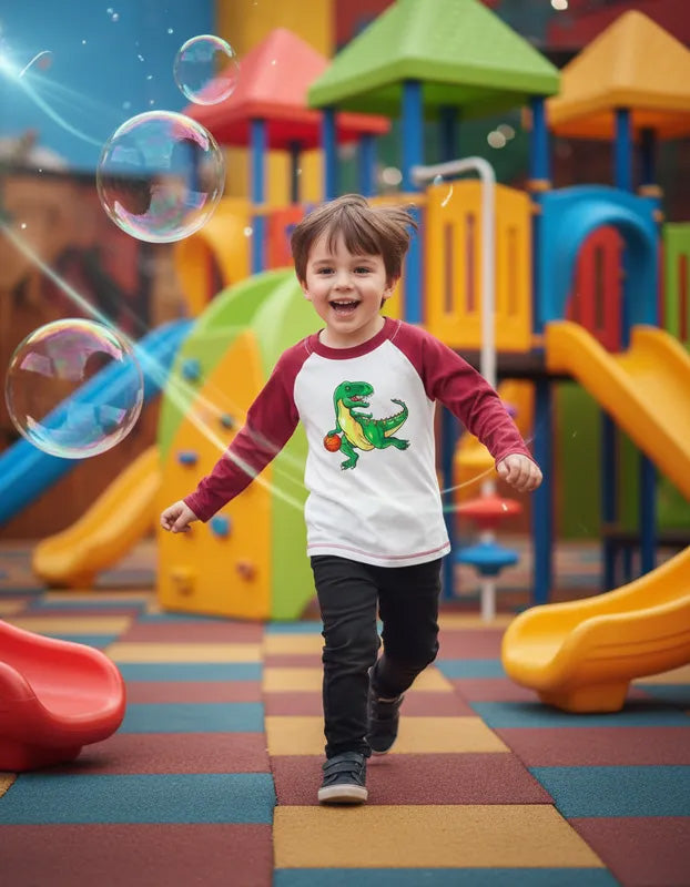 Playera Dinosaurios Para Niño Manga Ranglan Manga Larga #K023-D004