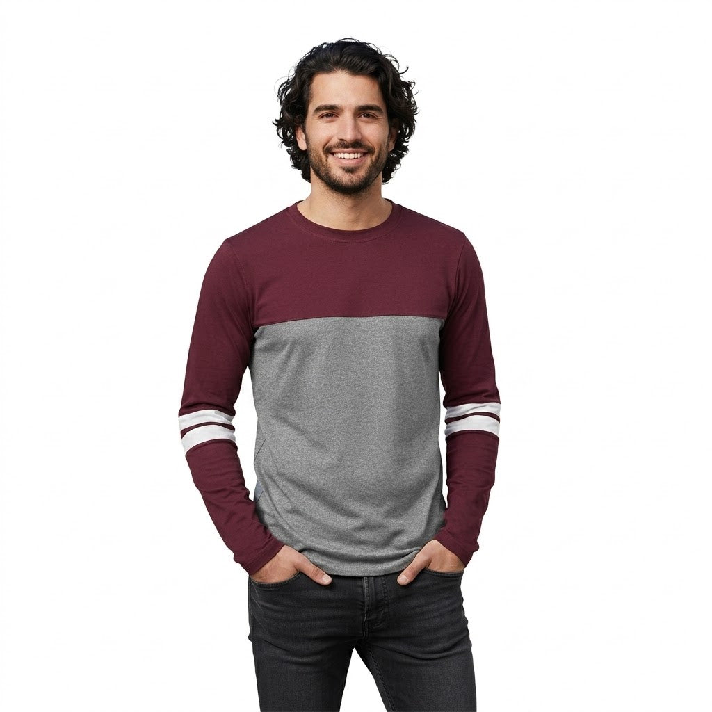 Playera Manga Larga Con Líneas En Manga #A055