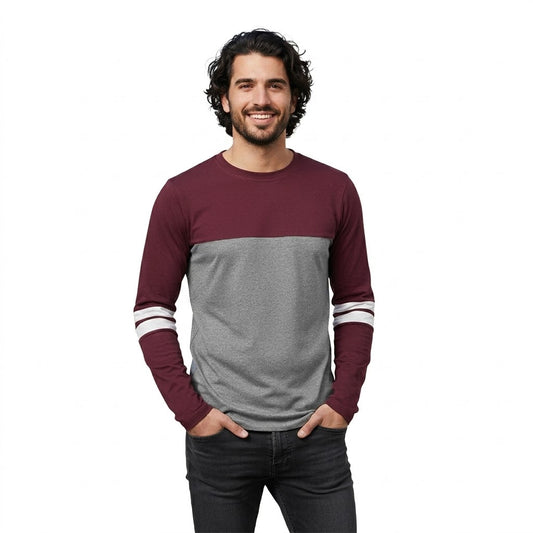 Playera Manga Larga Con Líneas En Manga #A055