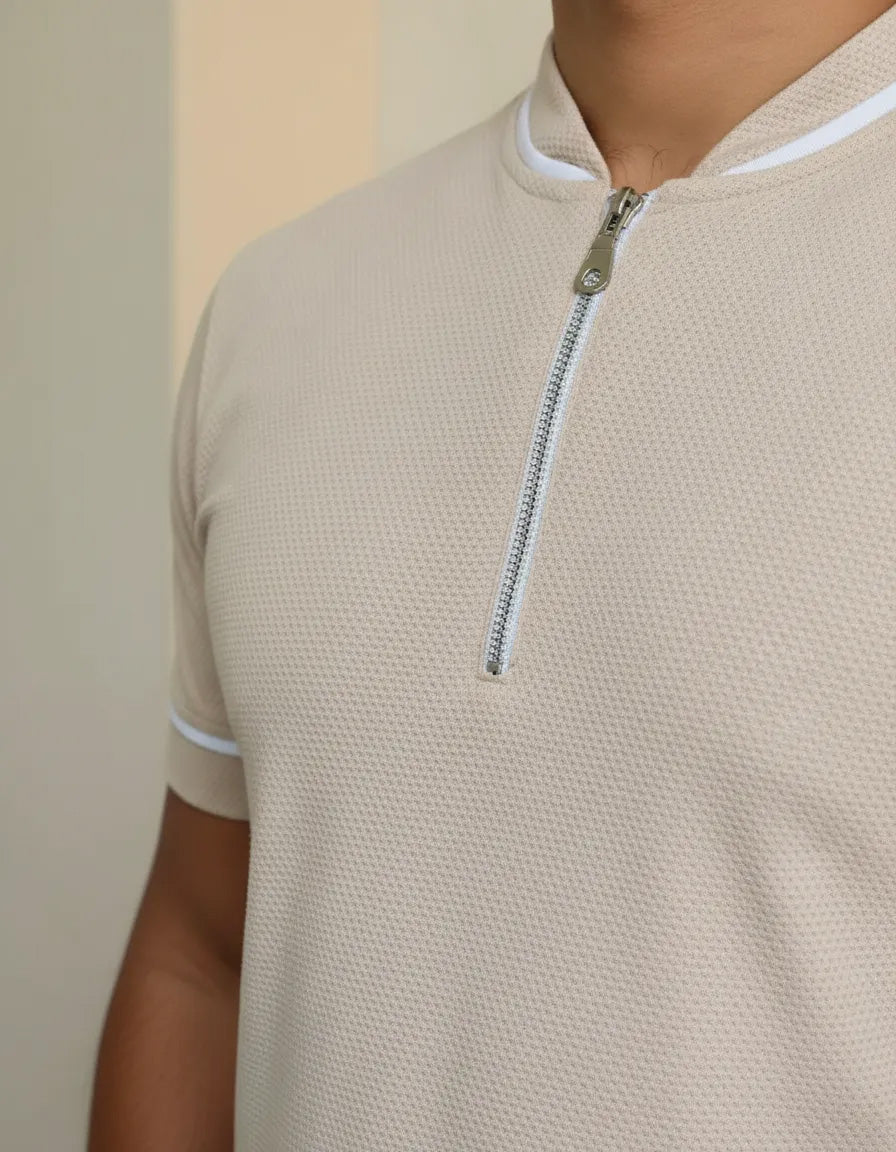 Playera con Cierre Manga Corta #A117