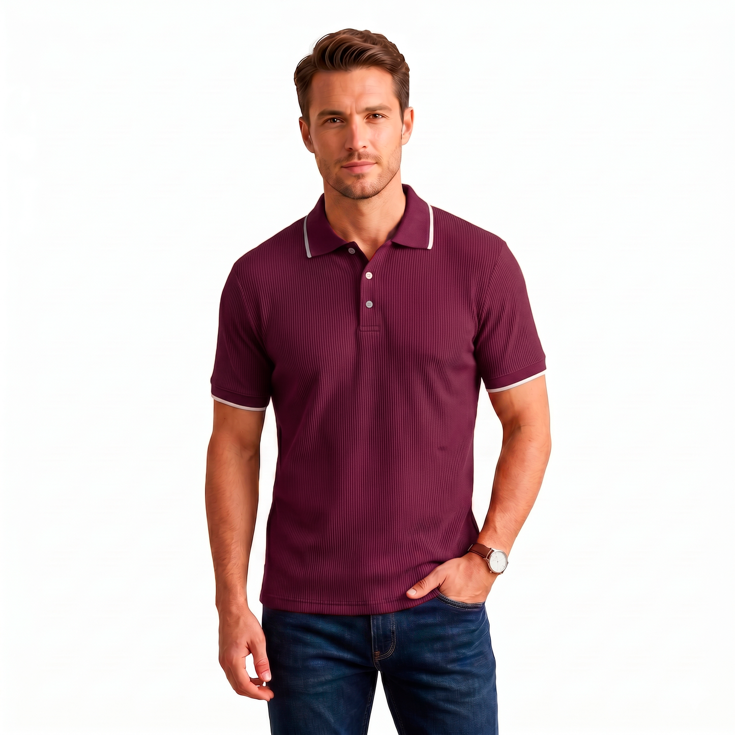 Playera Tipo Polo Cuello Sport Waffle #A132