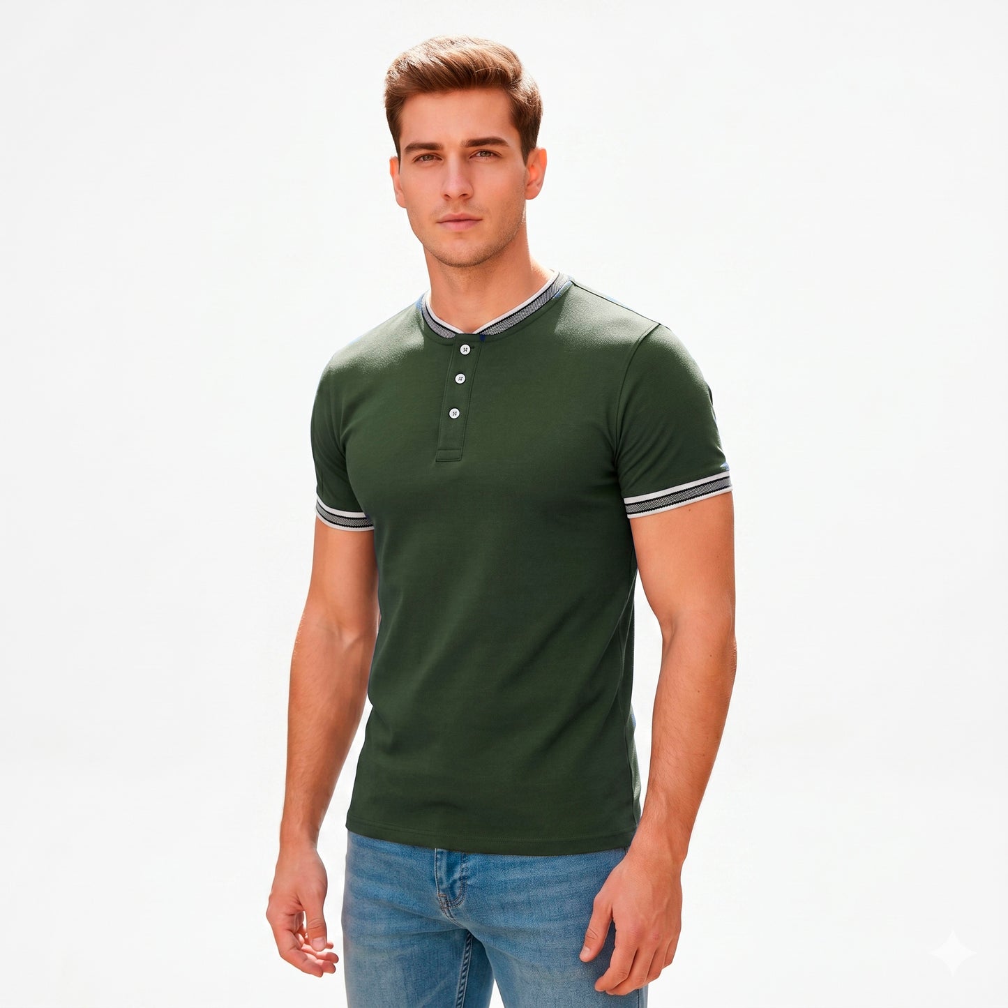 Playera Manga Corta Con Botones #A106