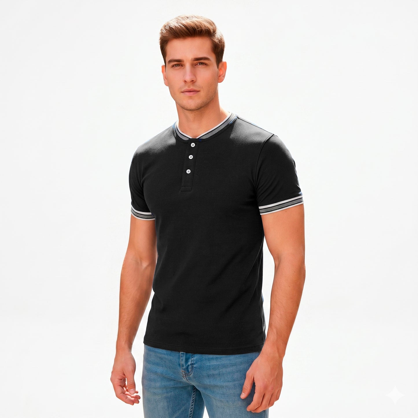 Playera Manga Corta Con Botones #A106