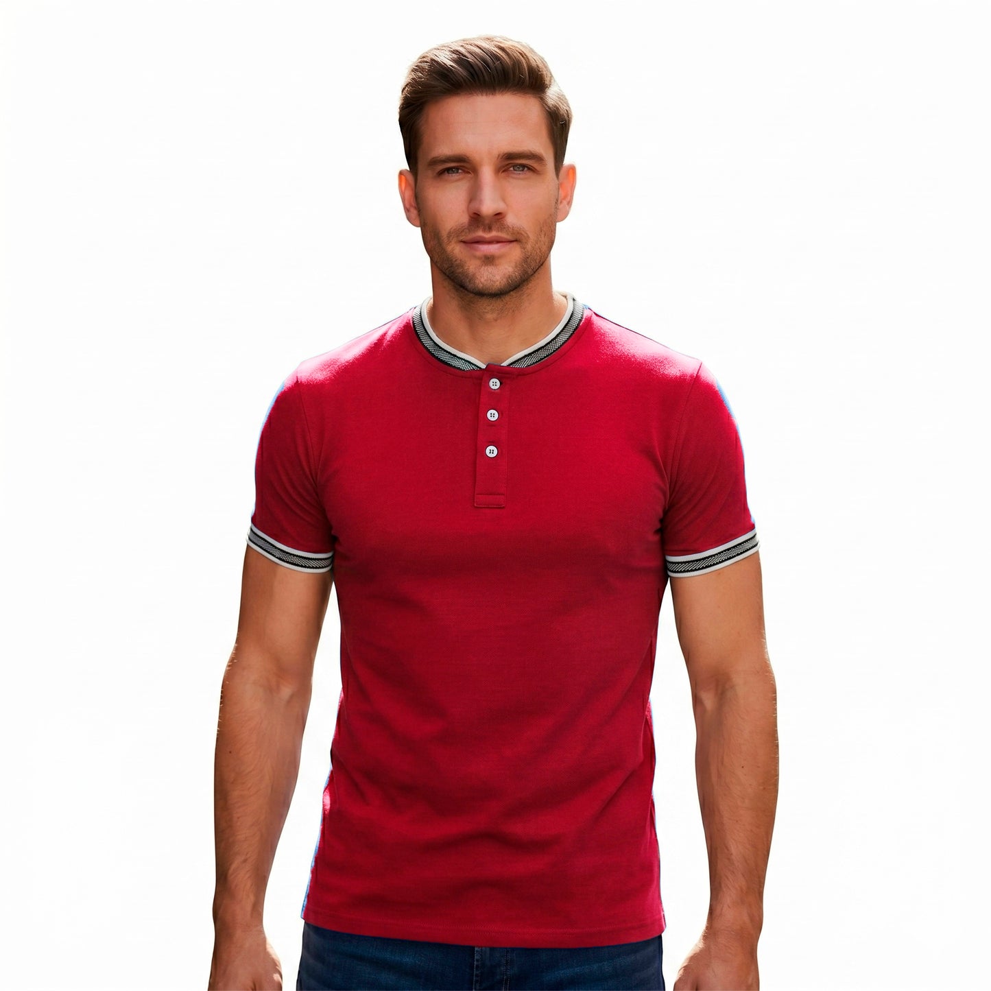 Playera Manga Corta Con Botones #A106
