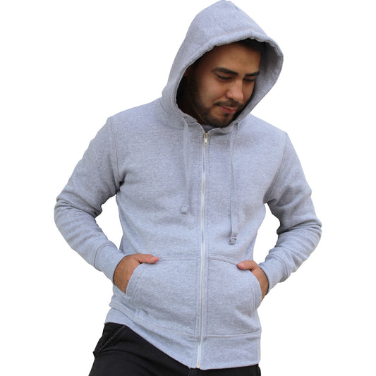 Sudadera Hombre Hoodie Con Cierre Capucha Gorra Gris Jaspe #A311