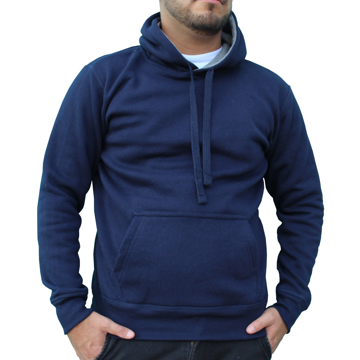 Sudadera Hombre Hoodie Cerrada Capucha Gorra Marino #A312