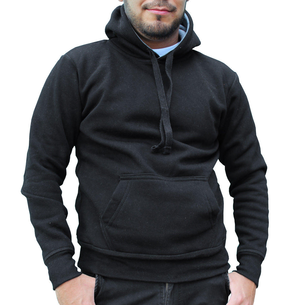 Sudadera Hombre Hoodie Cerrada Capucha Gorra Negra #A312