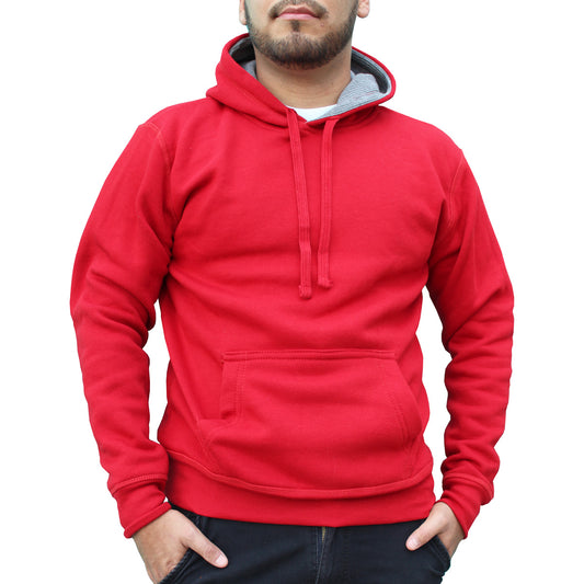 Sudadera Hombre Hoodie Cerrada Capucha Gorra Rojo #A312